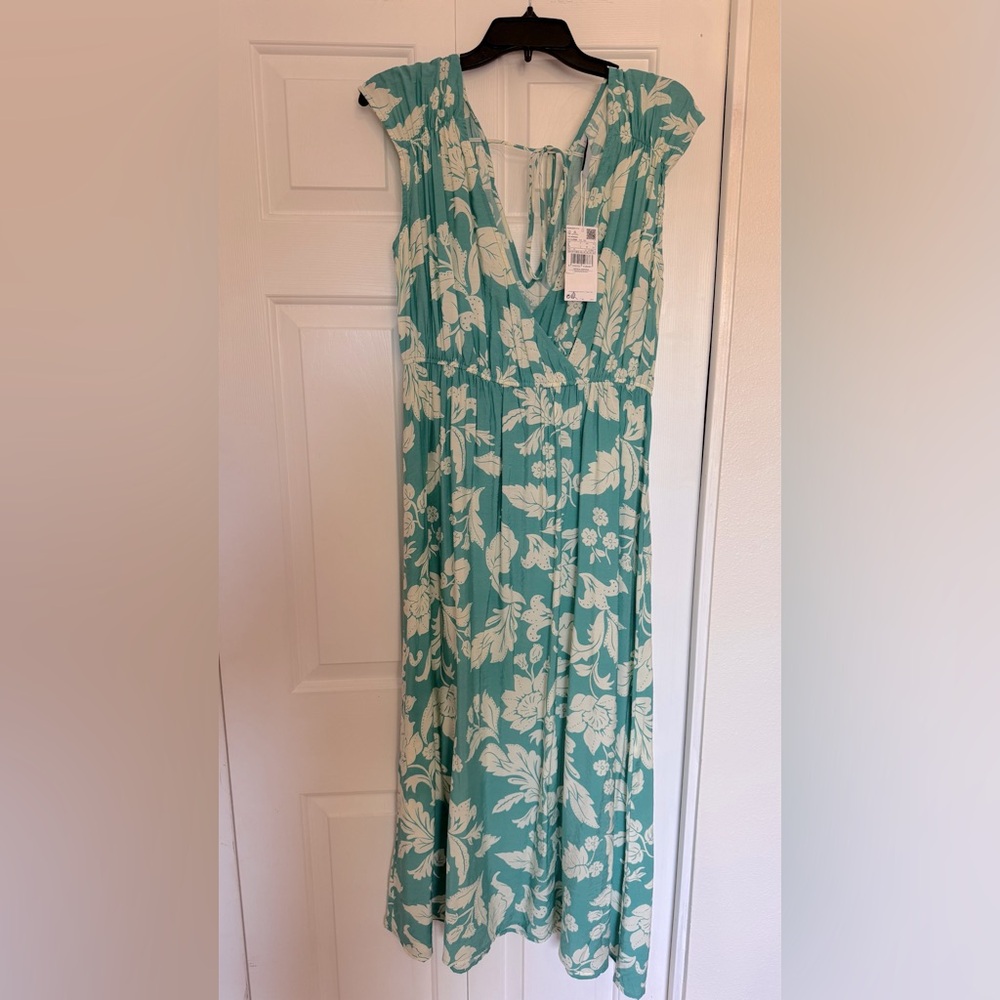 Mango Green Floral Maxi Dress size L
